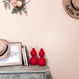 RED Target Stoneware Vases (Set of Two)